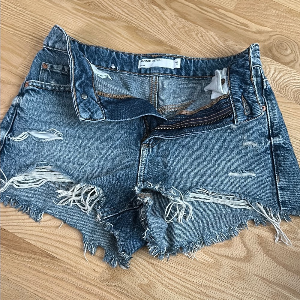 Garage Blue Distressed Jean Shorts